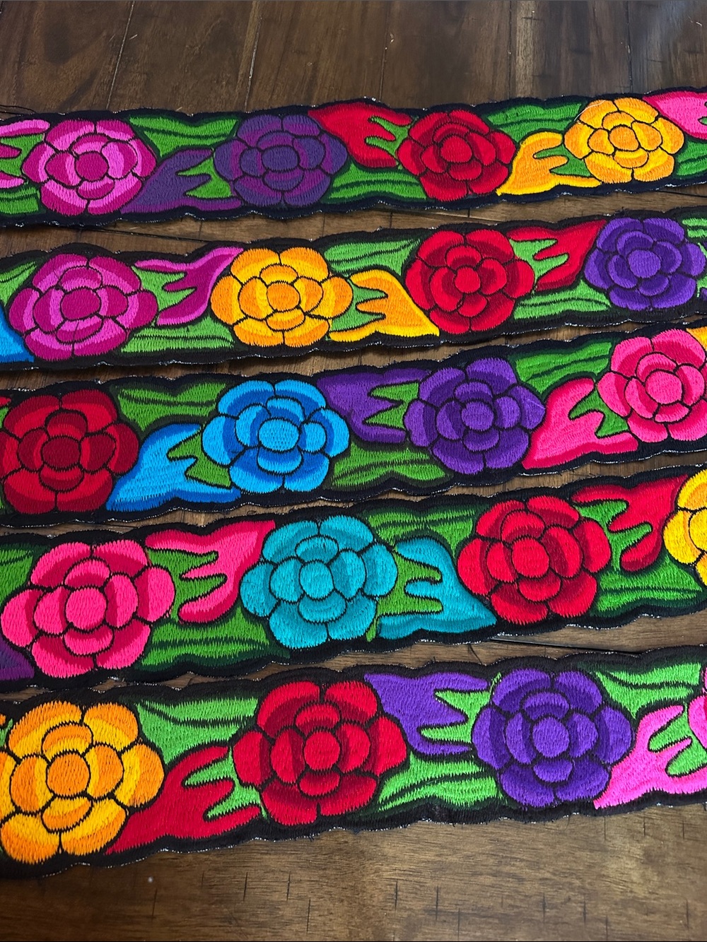 Colorful Embroidered Floral Mexican Belt ONE SIZE